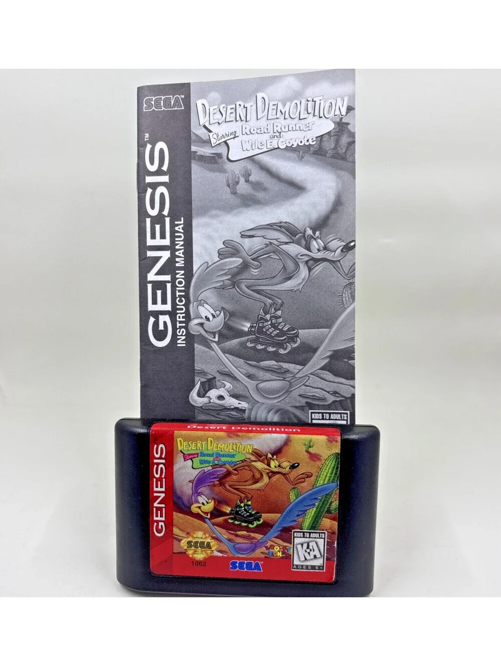 Desert Demolition Road Runner and Wile E. Coyote Sega Genesis Cartridge + Manual